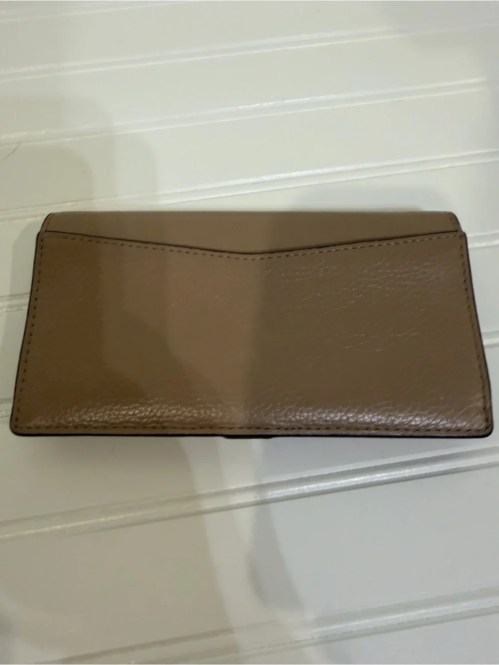 Michael Kors Taupe Leather Continental Wallet with Gold MK Logo